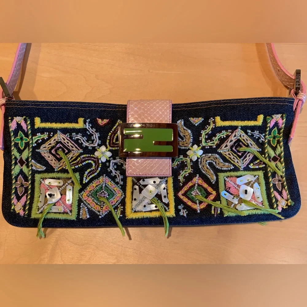 Fendi Denim Beaded Crossbody - Picture 2 of 12